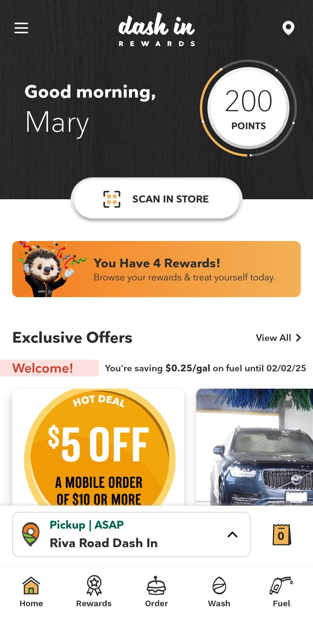 Dash In Rewards Exclusive Offers