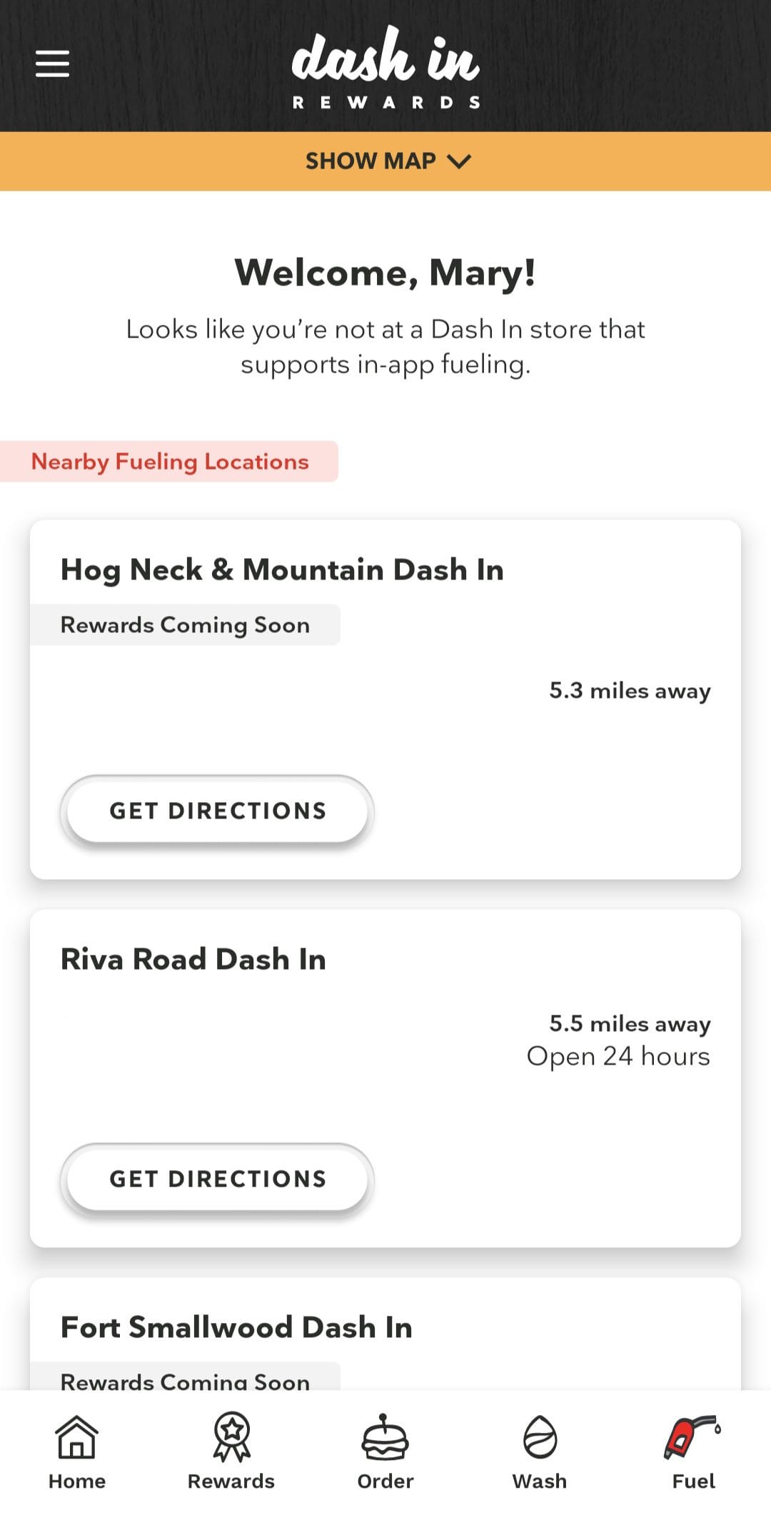 Dash In Rewards Find Near By Locations