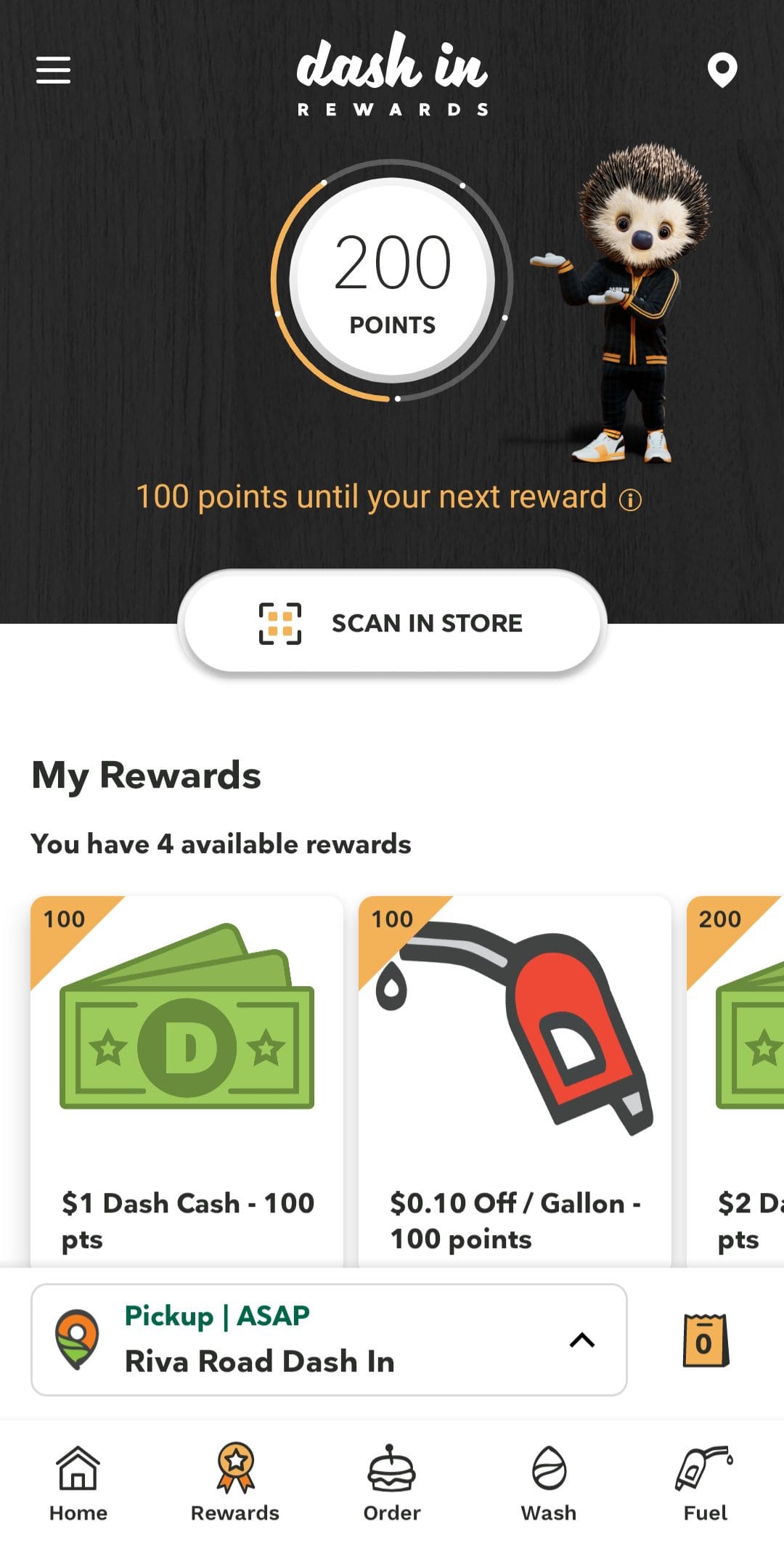 Dash In Rewards Available Rewards