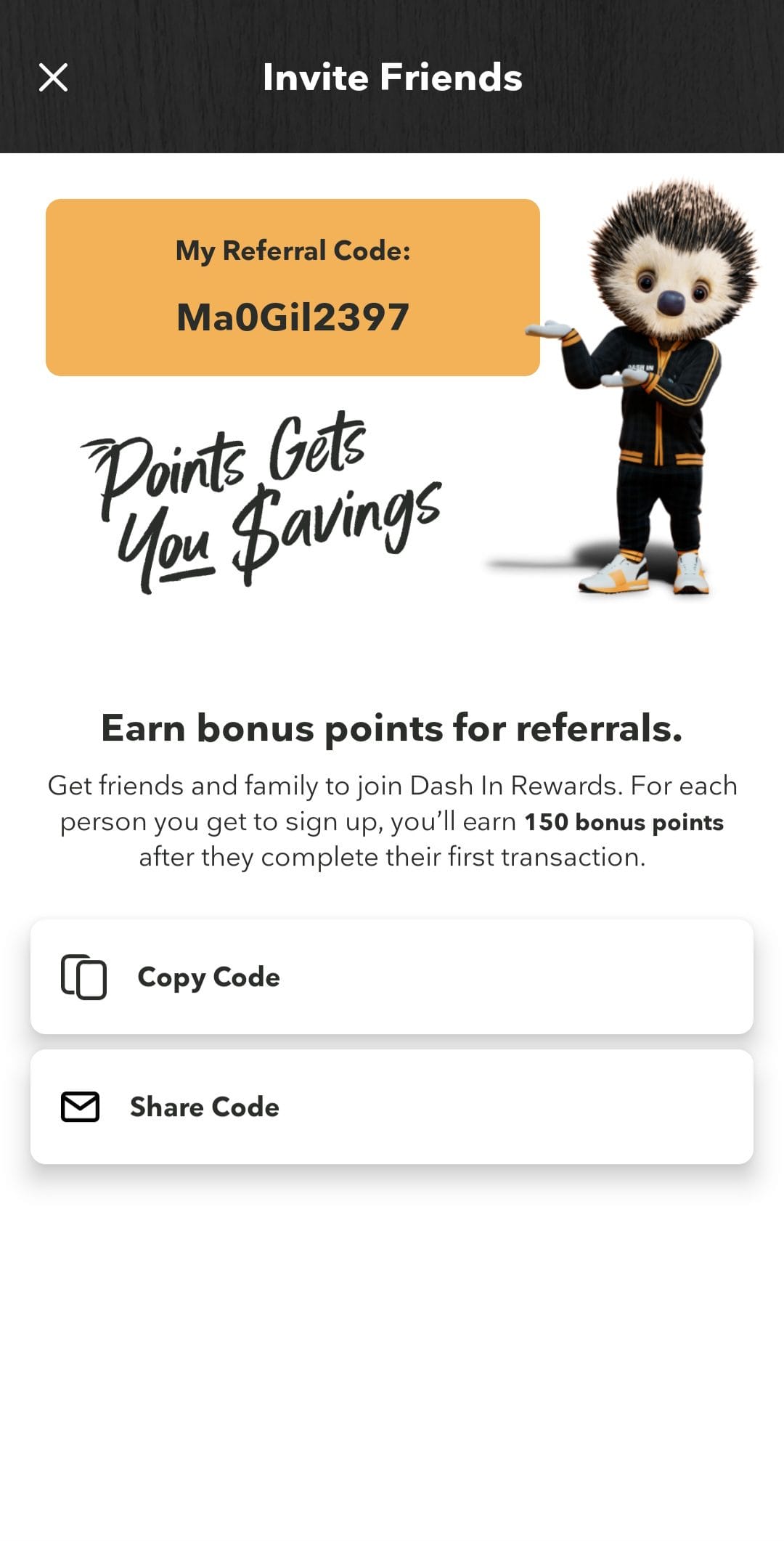 Dash In Rewards Referral Code