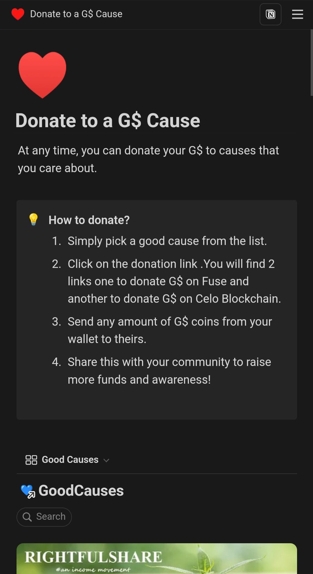 GoodDollar Donate Earnings