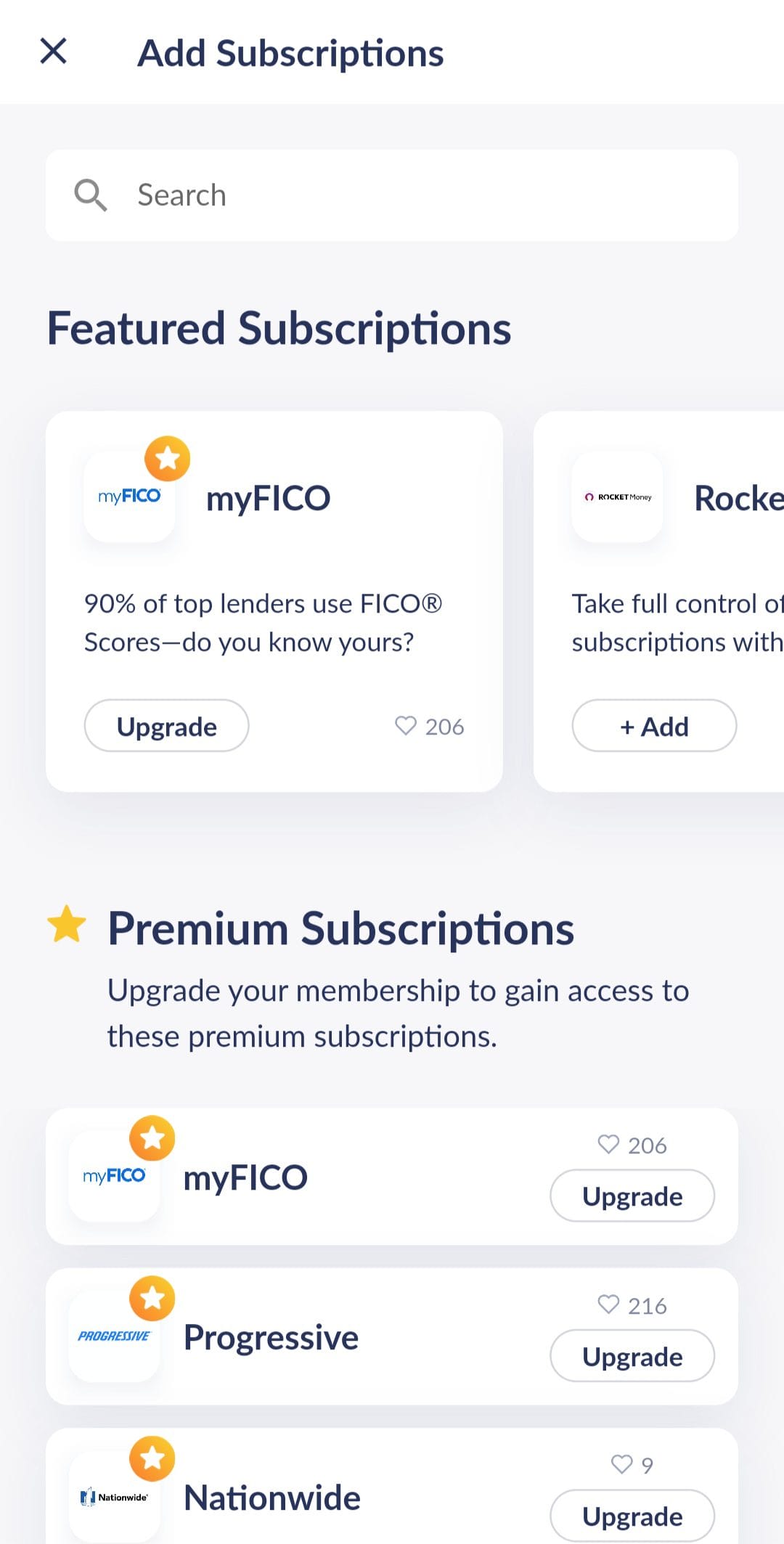 Grow Credit Add Subscriptions