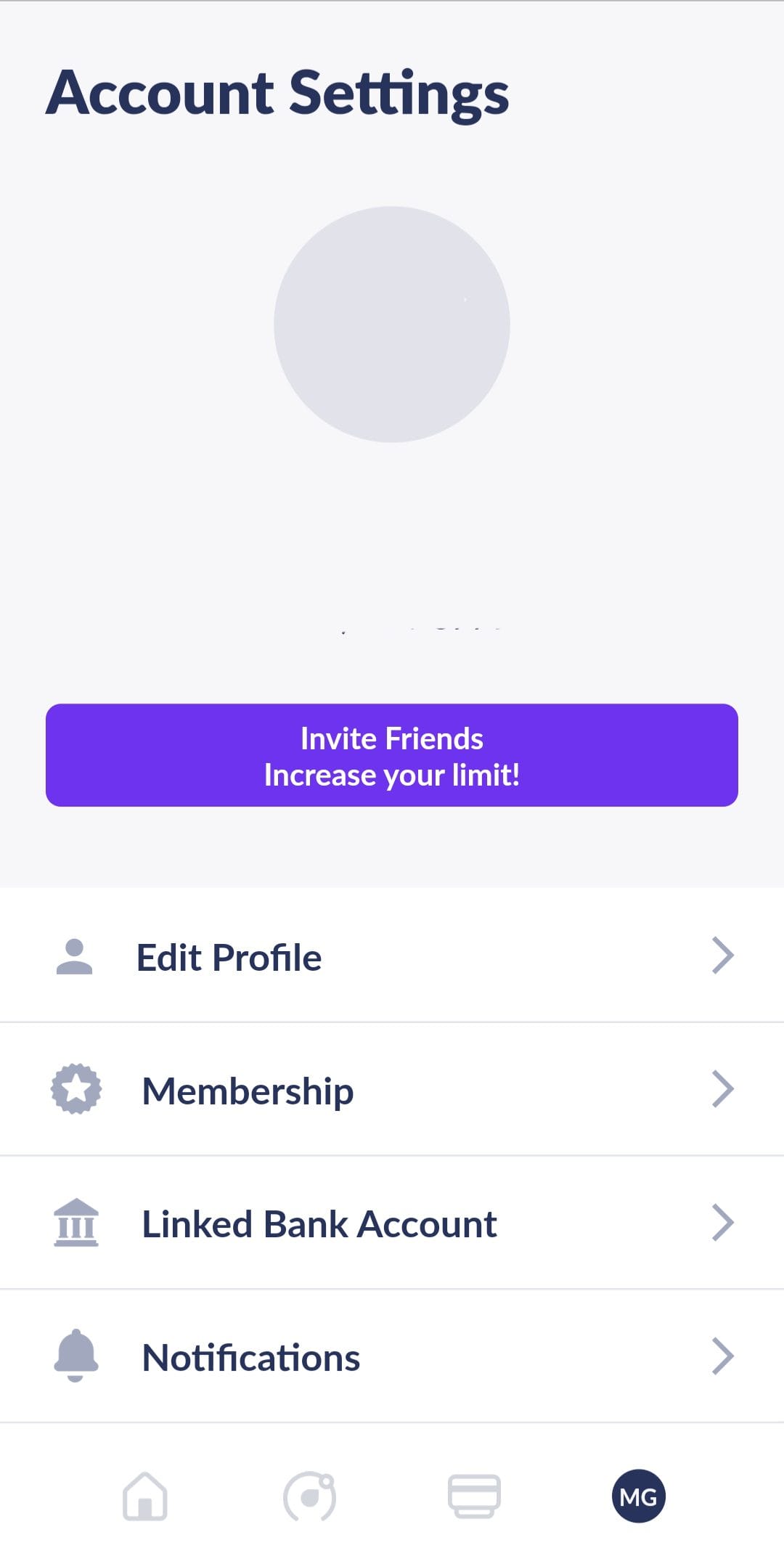 Grow Credit Profile Menu