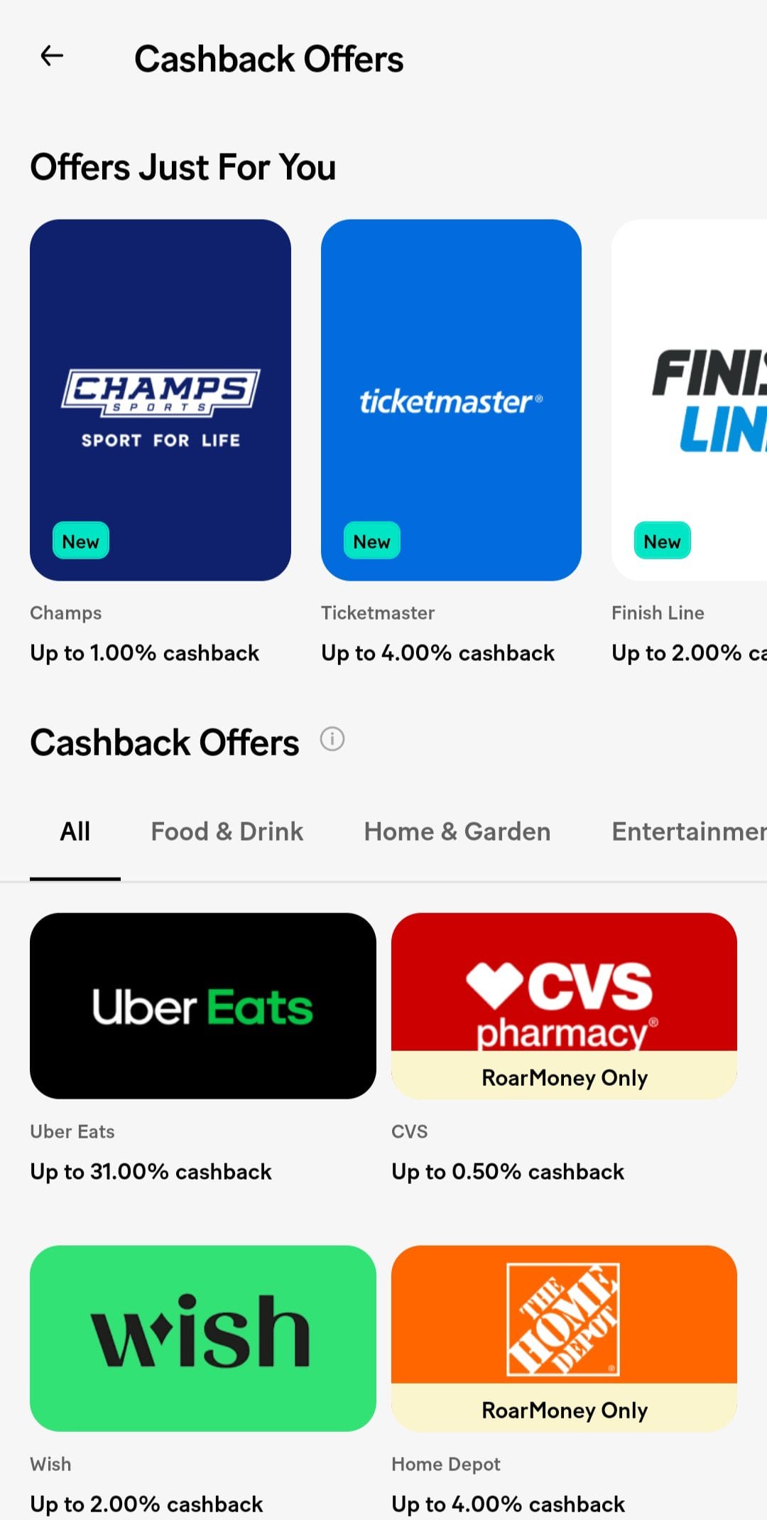 MoneyLion Cashback Offers