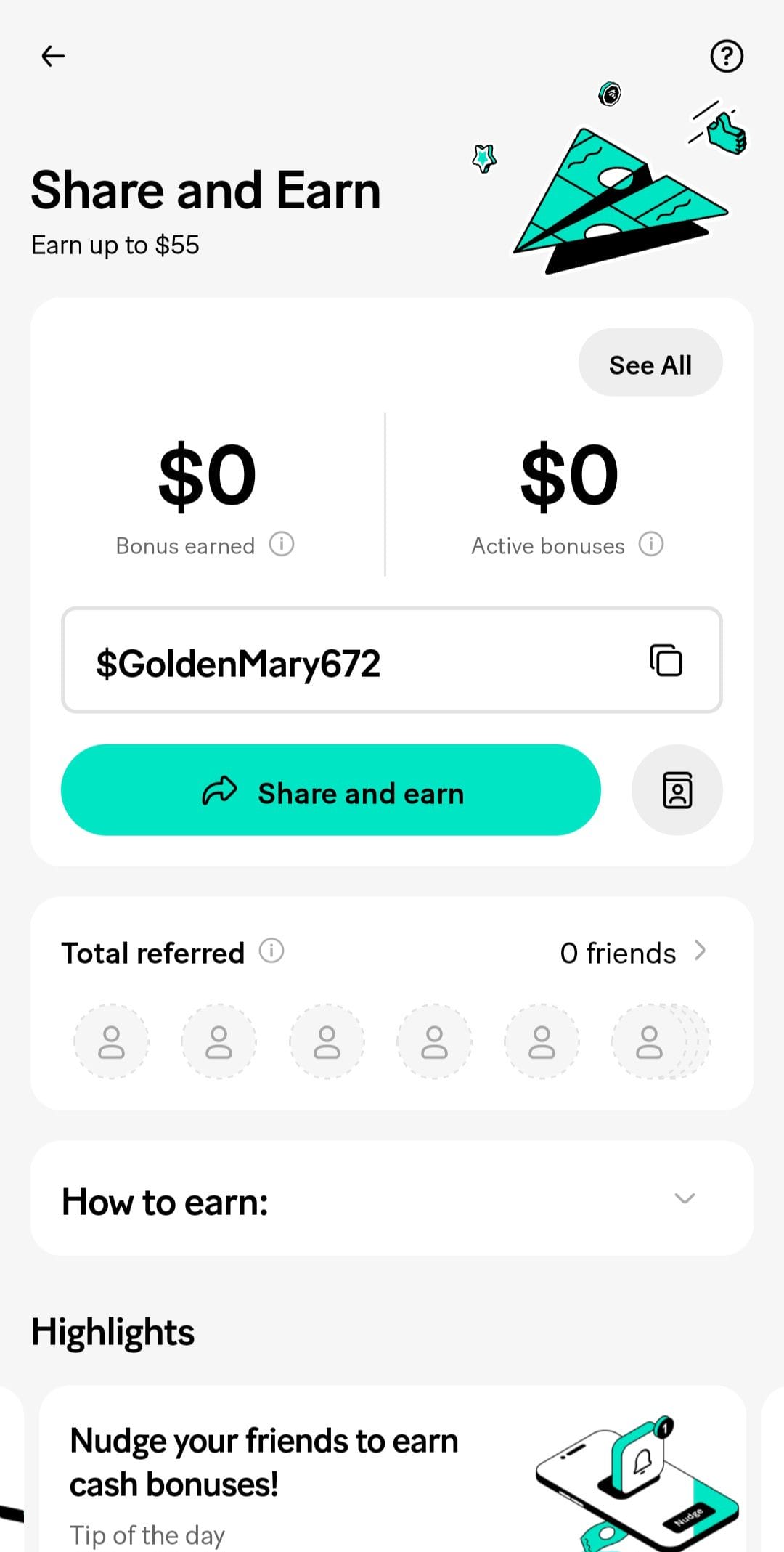 MoneyLion Share and Earn