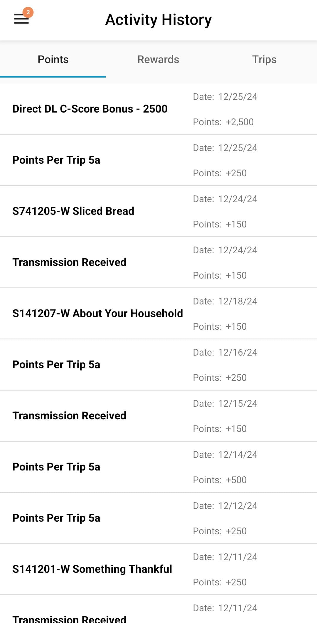 NCP Mobile Activity History