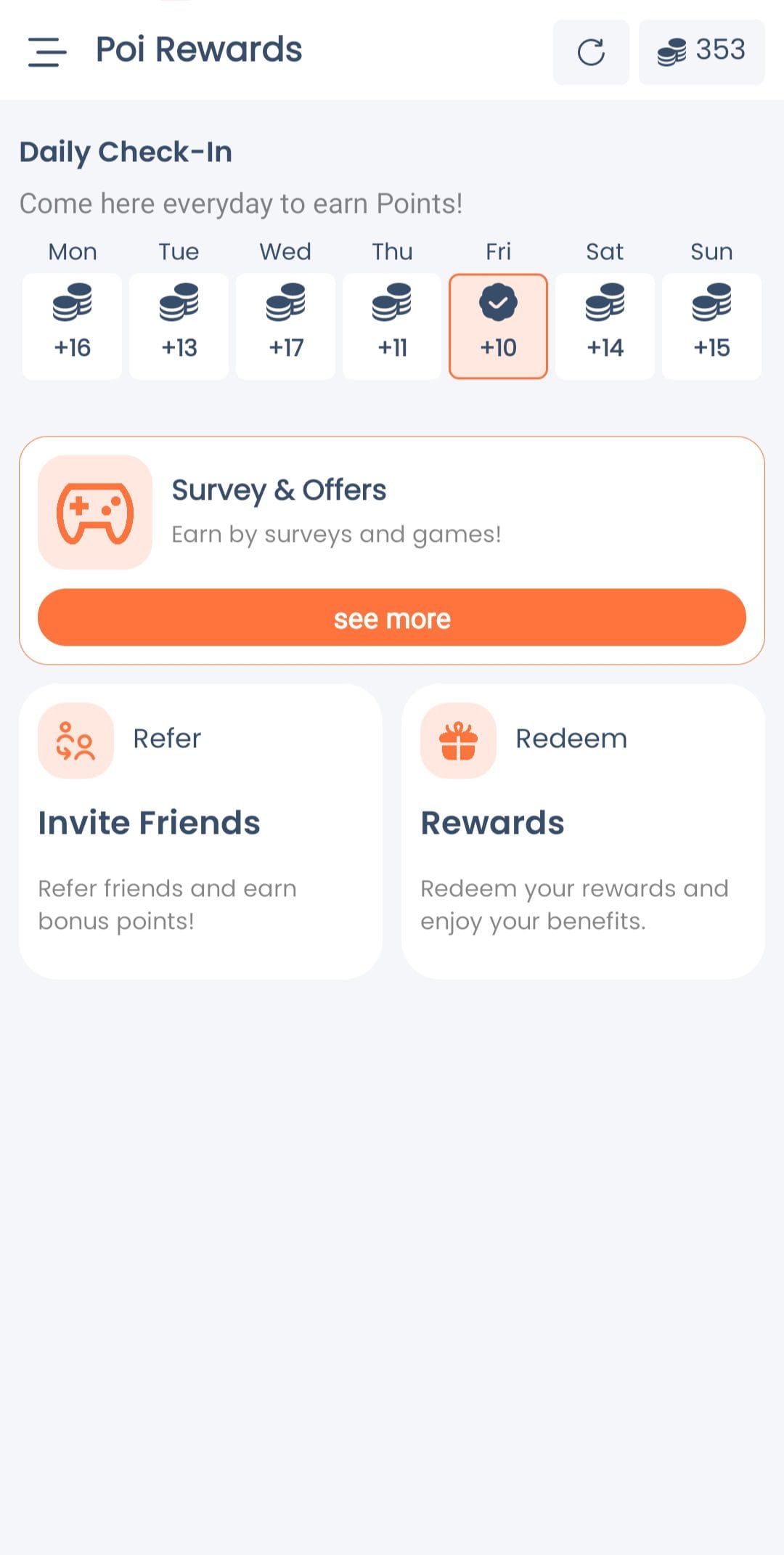 Poi Rewards Daily Check-in