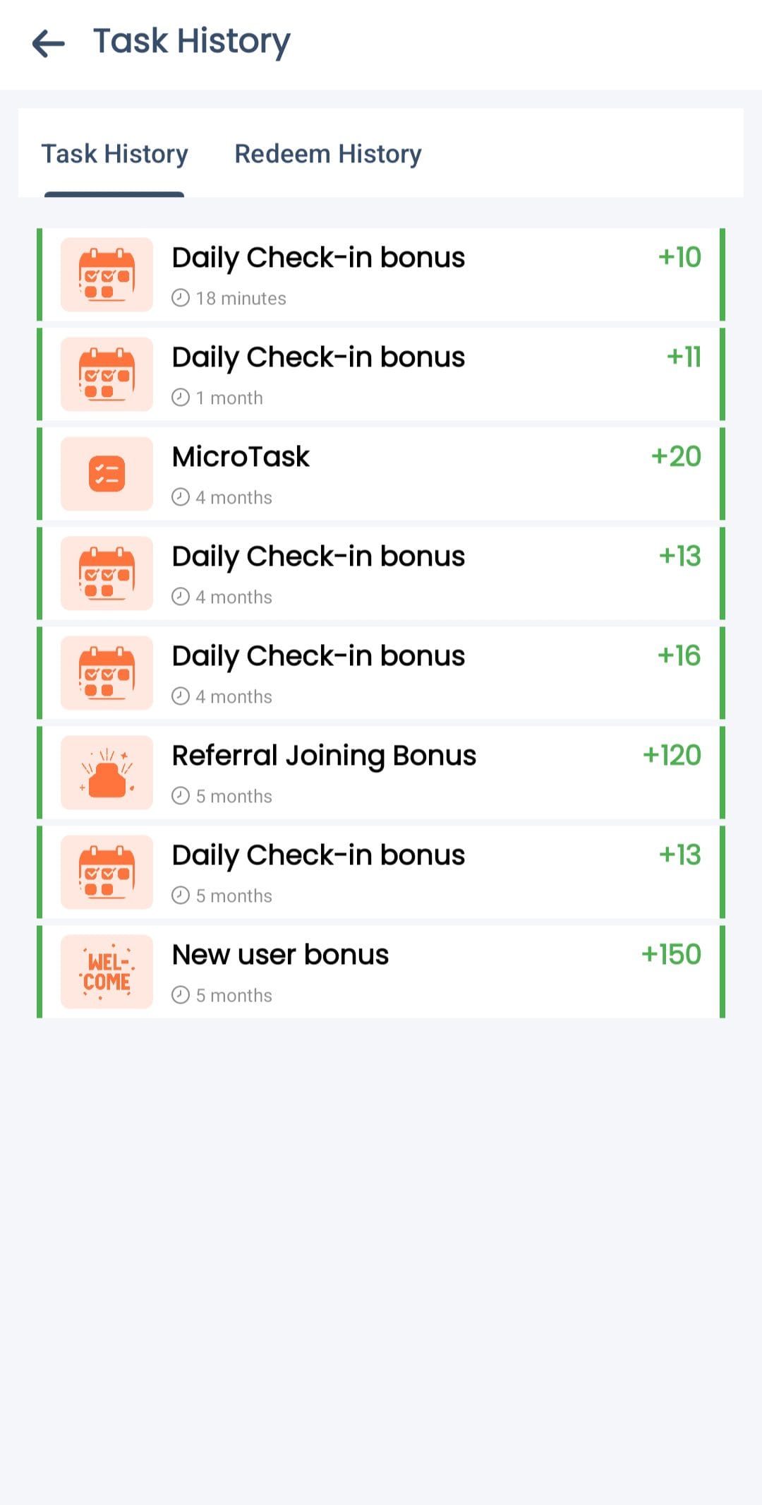 Poi Rewards Task History