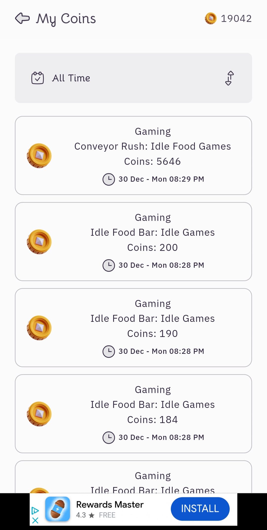 STG Plus My Coin History