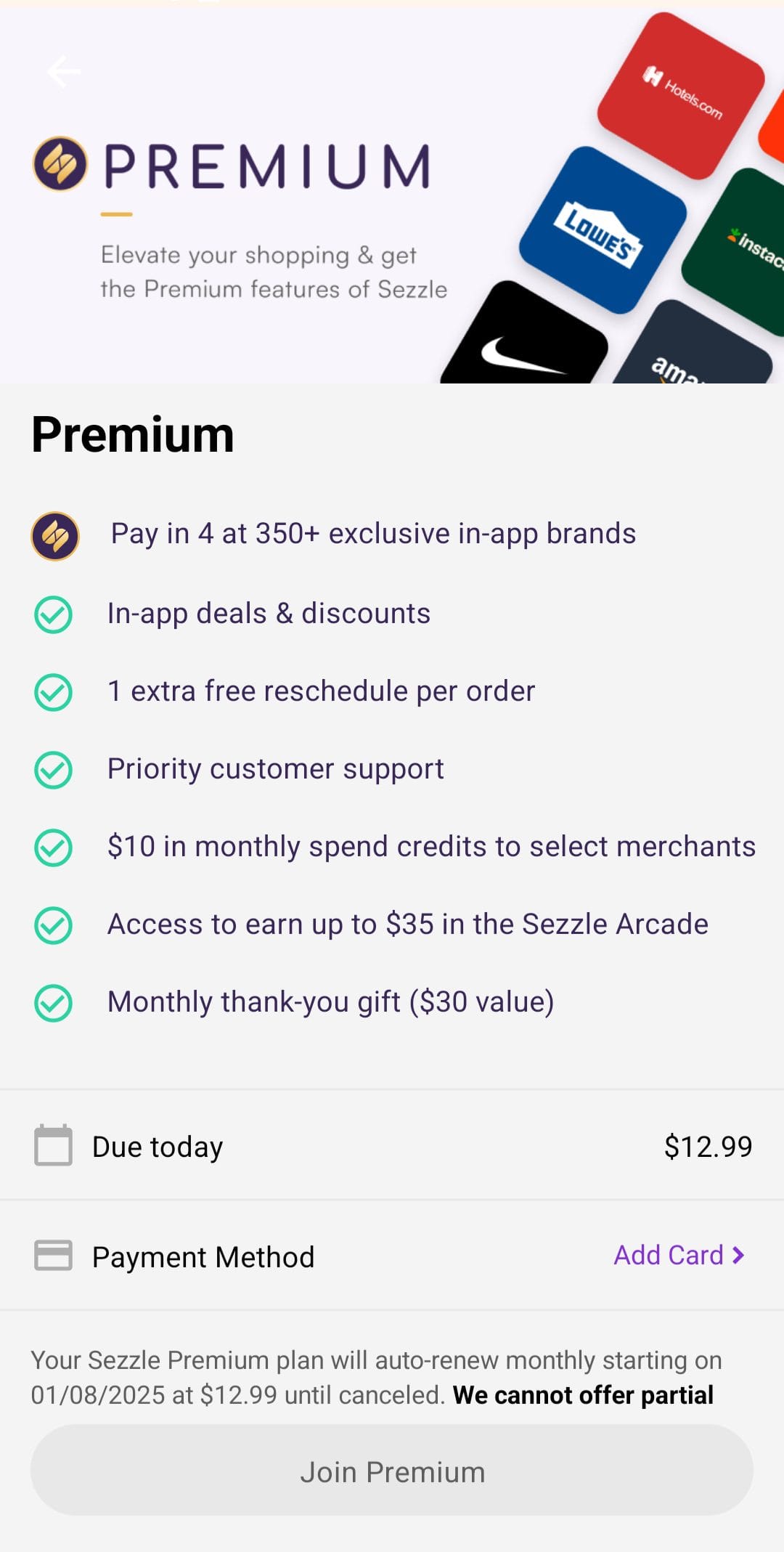 Sezzle Premium Membership