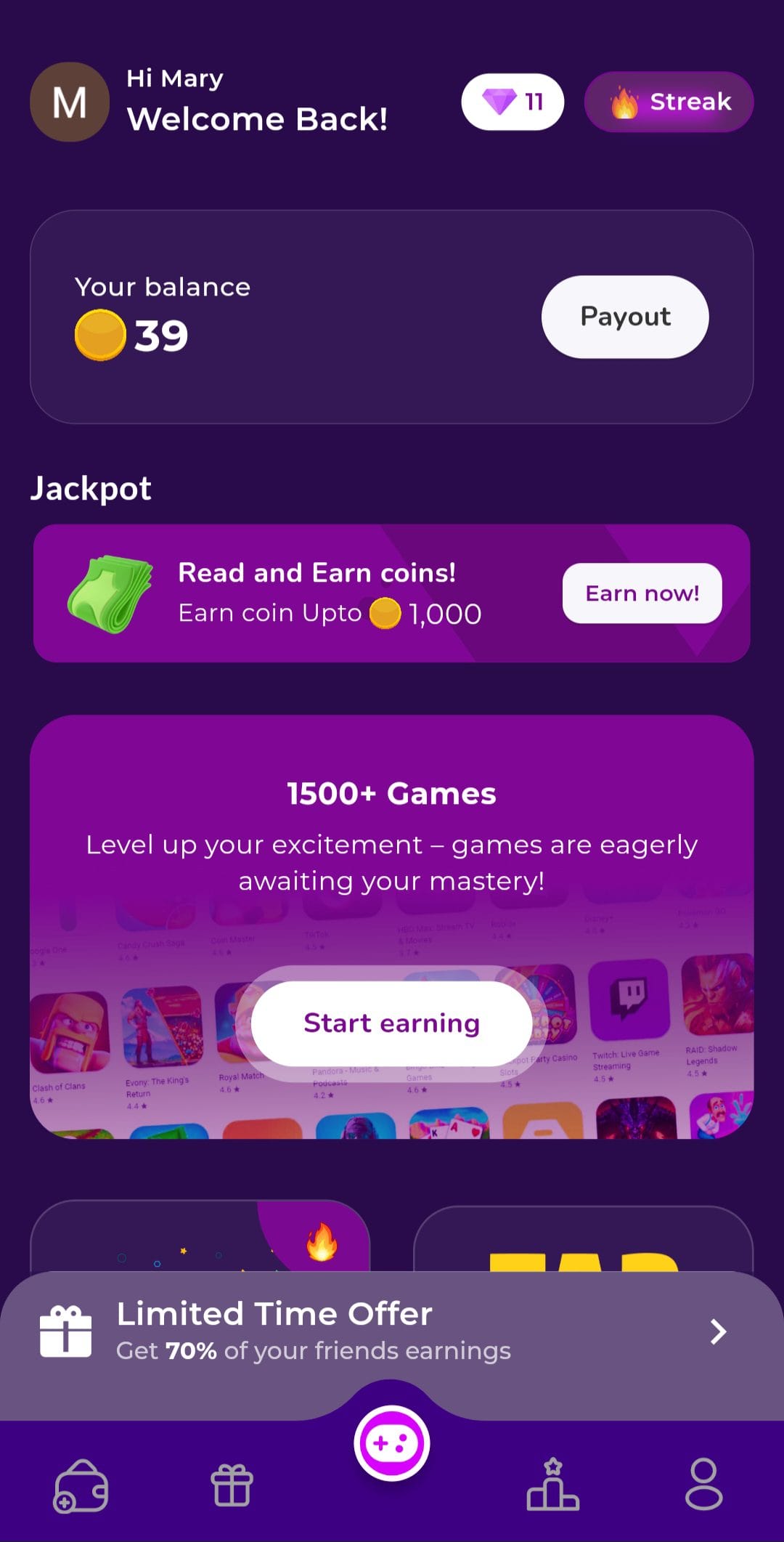 Tap & Earn Play Games