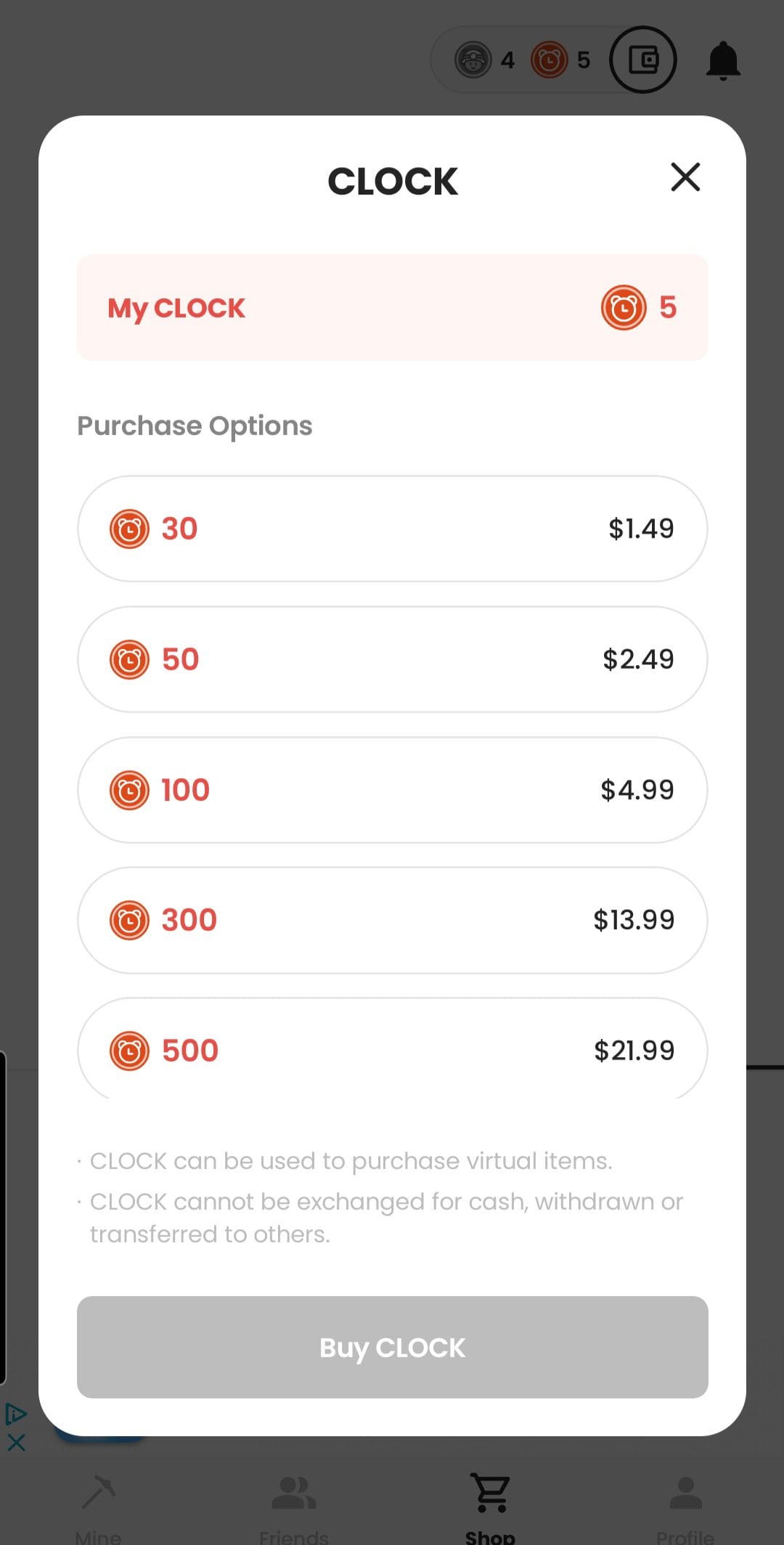 ANYTIME Buy CLOCK
