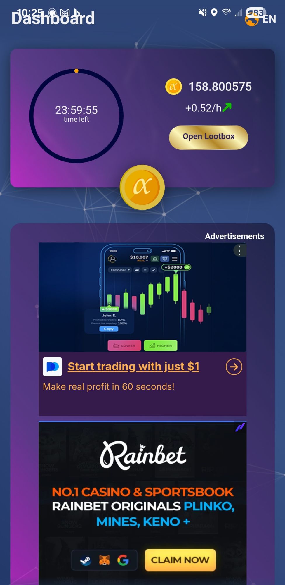 Alpha Network Mining Screen