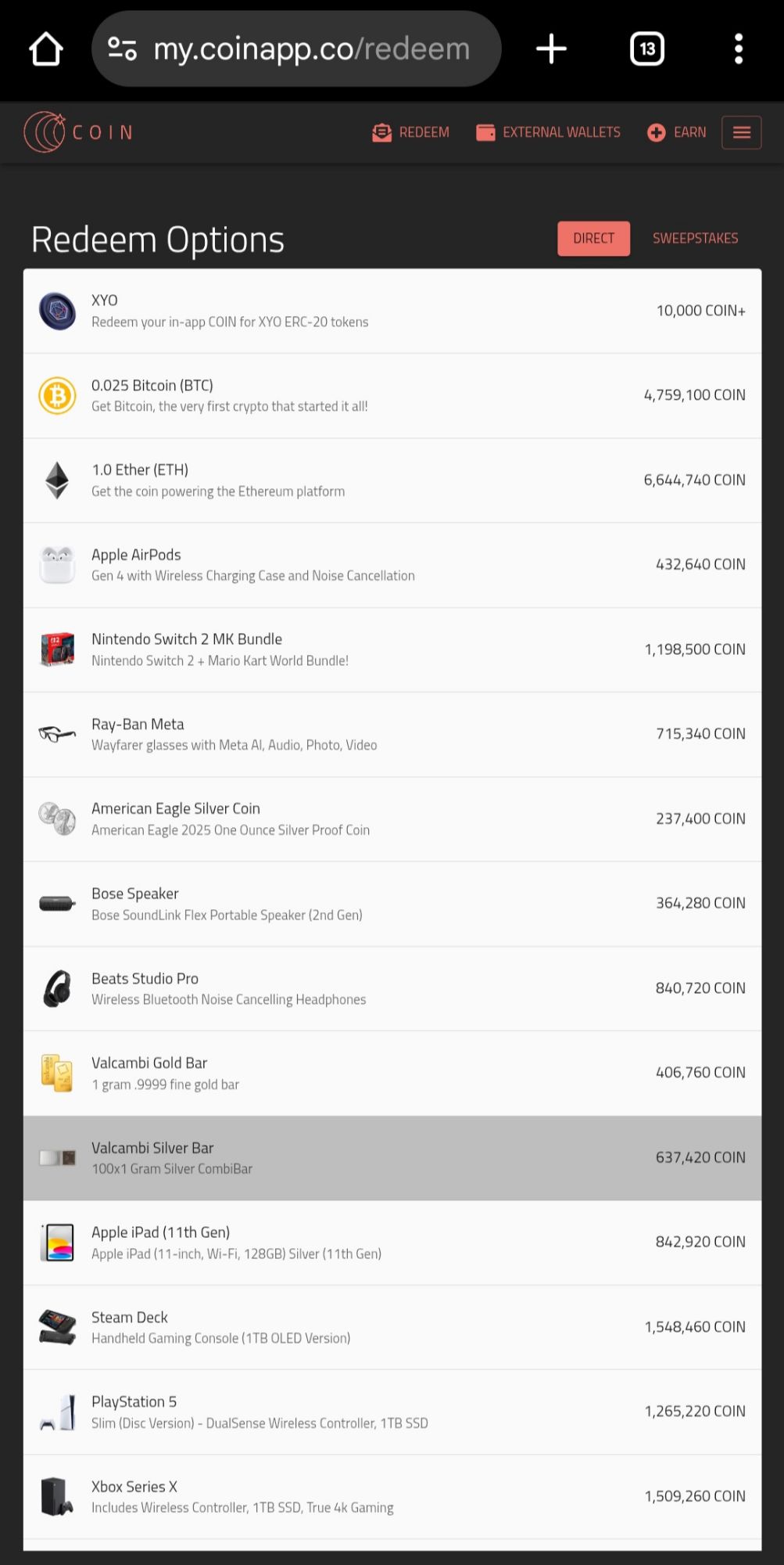 COIN Rewards Marketplace