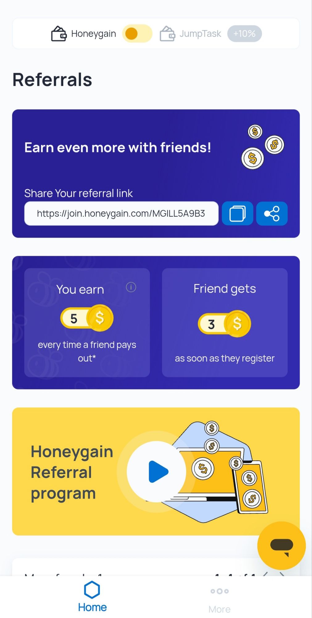 Honeygain Referral Status