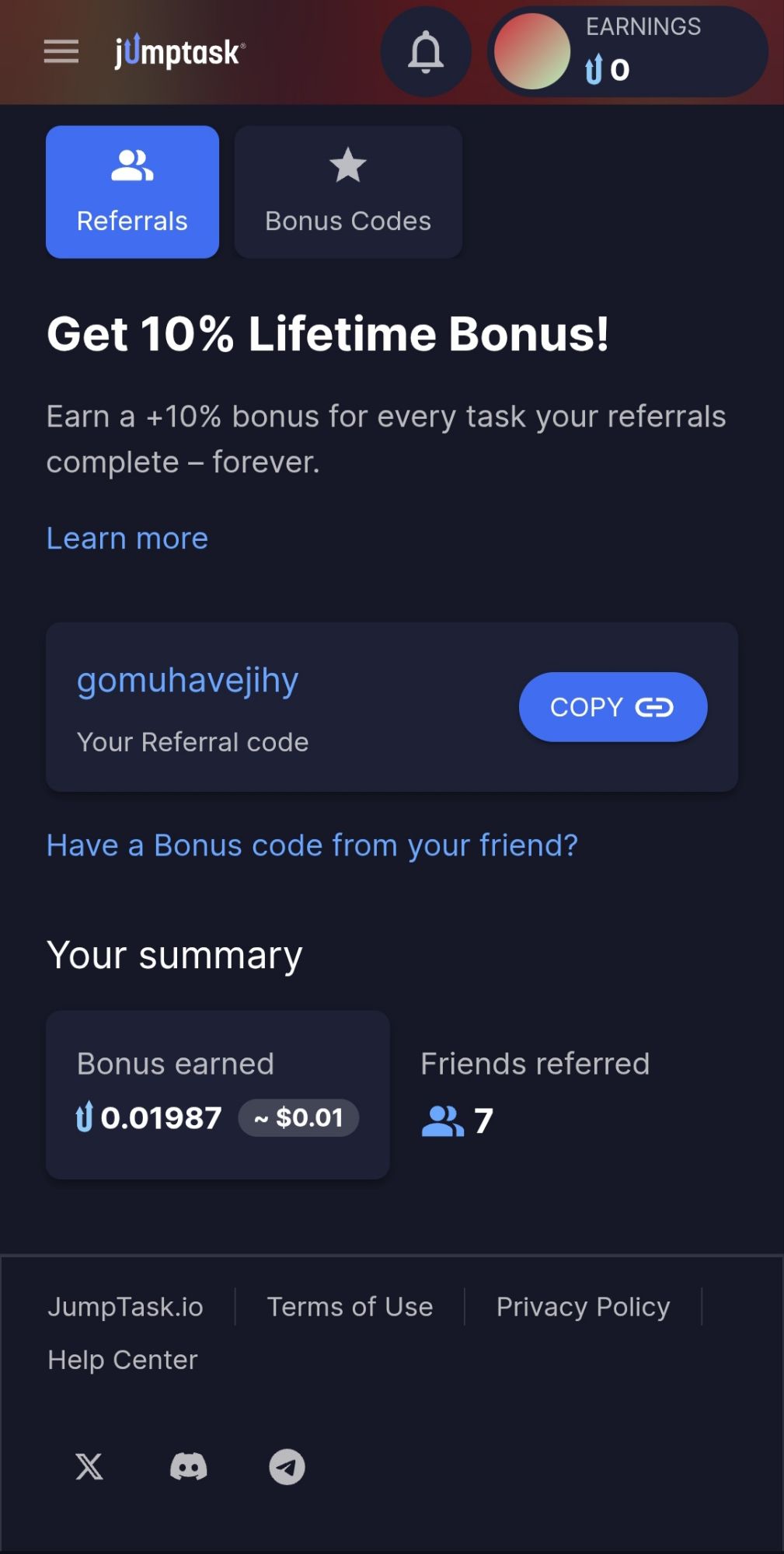 JumpTask Referral Bonus