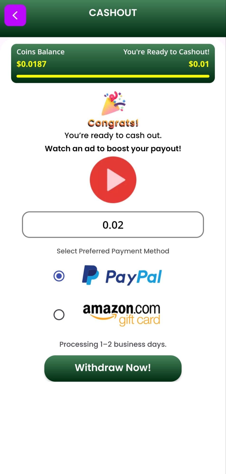 Winning a Scratch Ticket