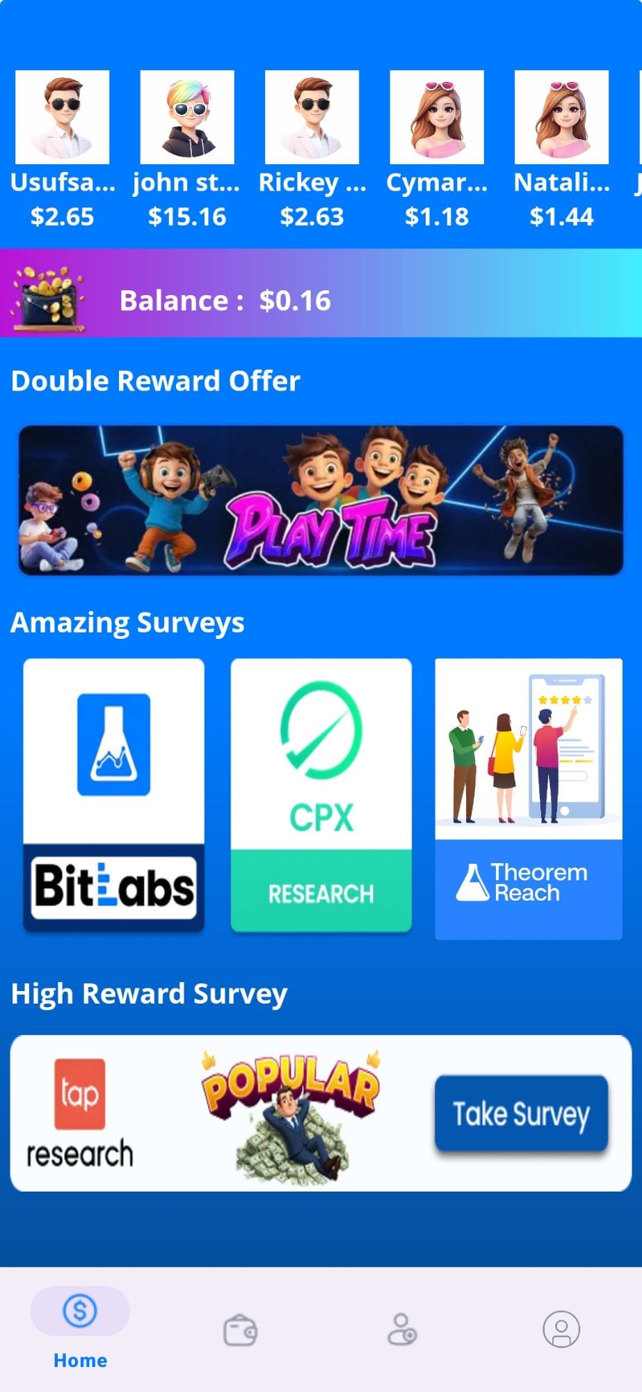 Lucky Surveys Home Dashboard