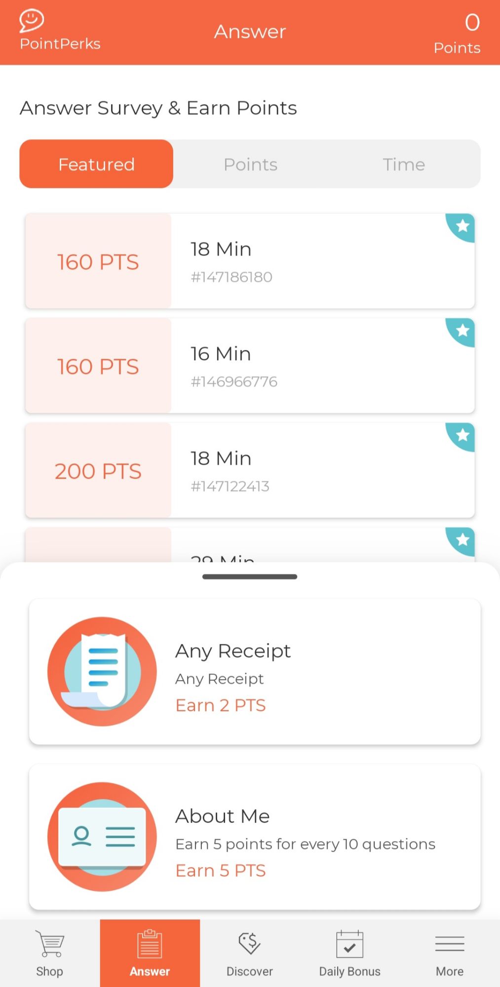 MyPoints App Earning Screen