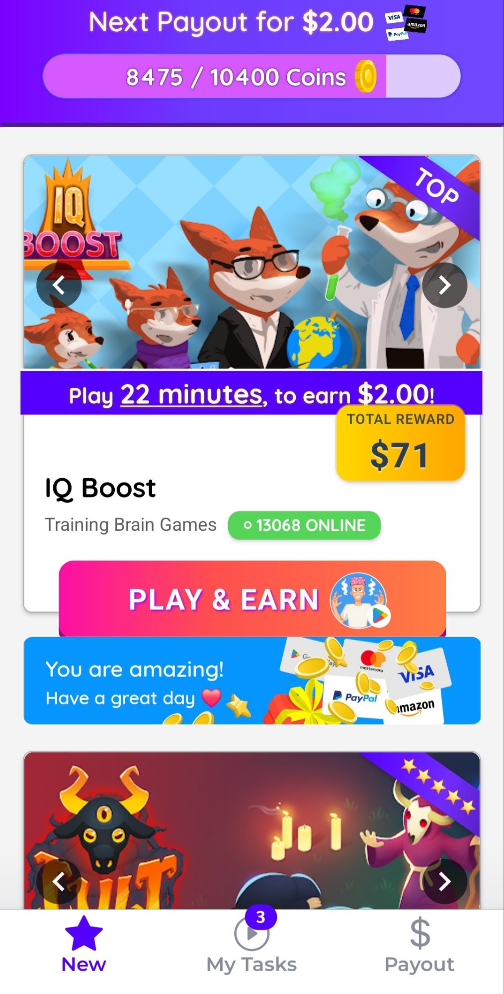 PLAYTIME Rewards Cashout Options