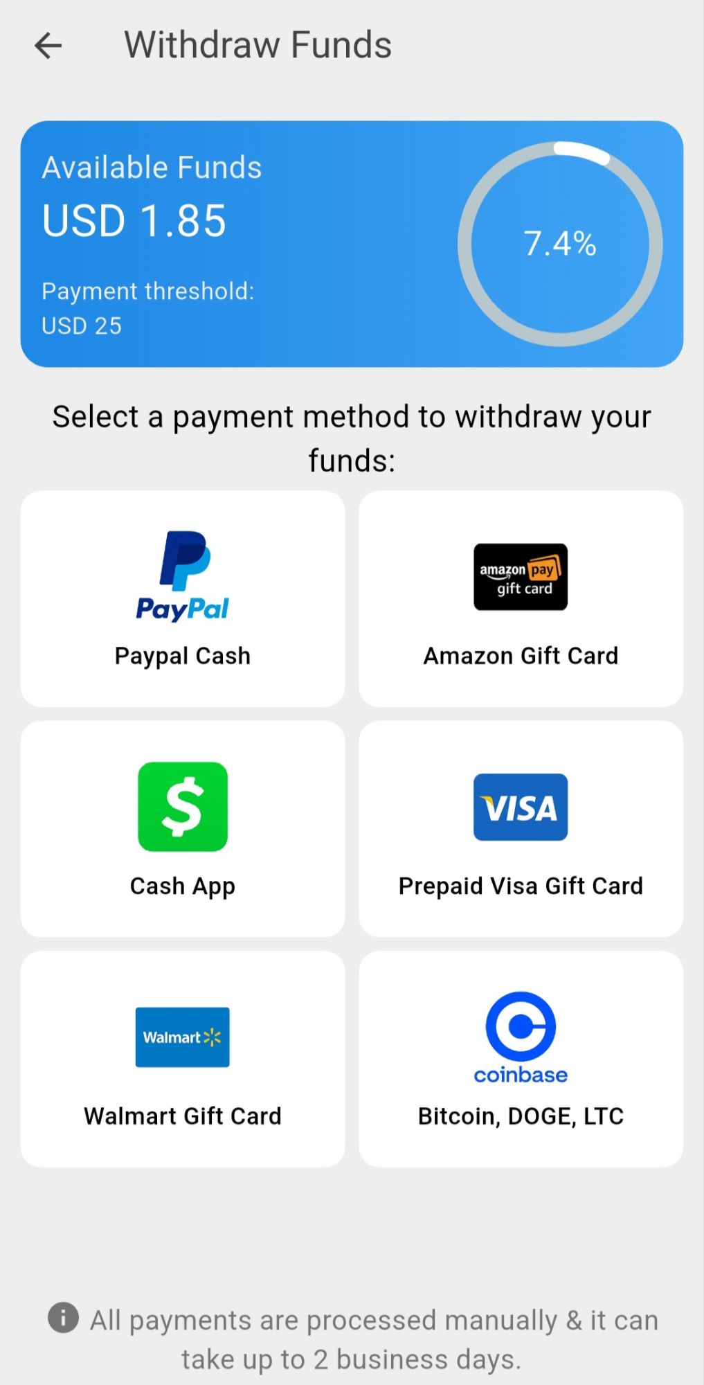 TapCent Reward Options