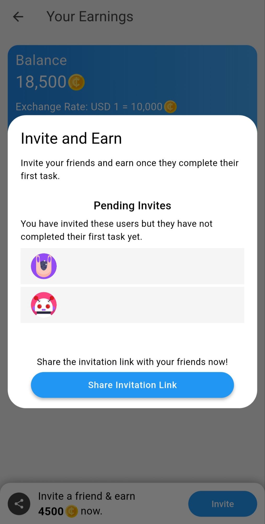 TapCent Account Stats