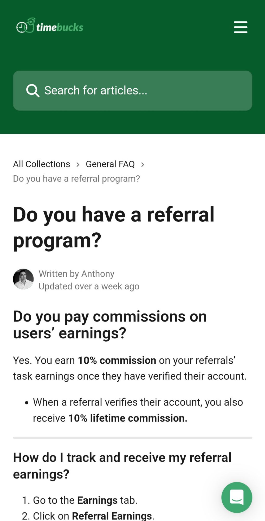 TimeBucks Profile Settings