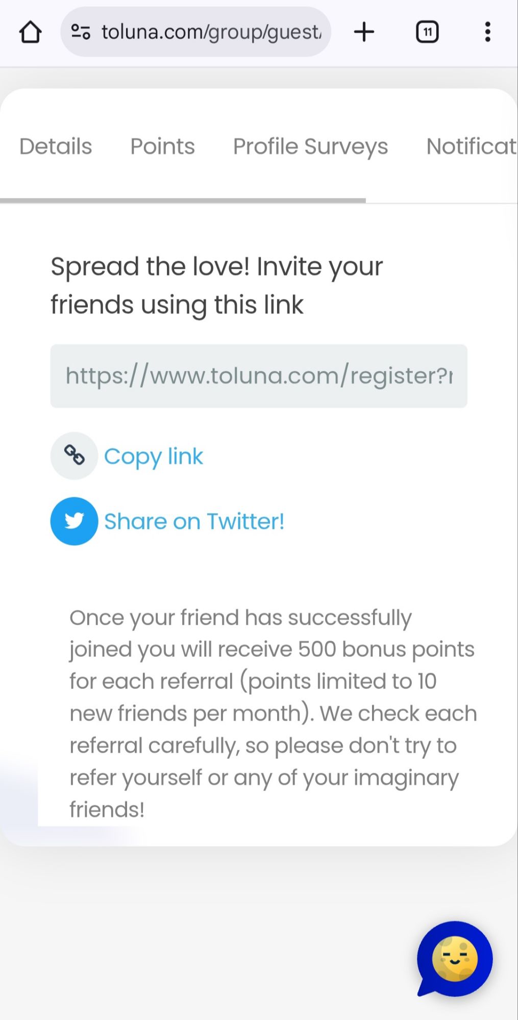 Toluna Influencers Points History