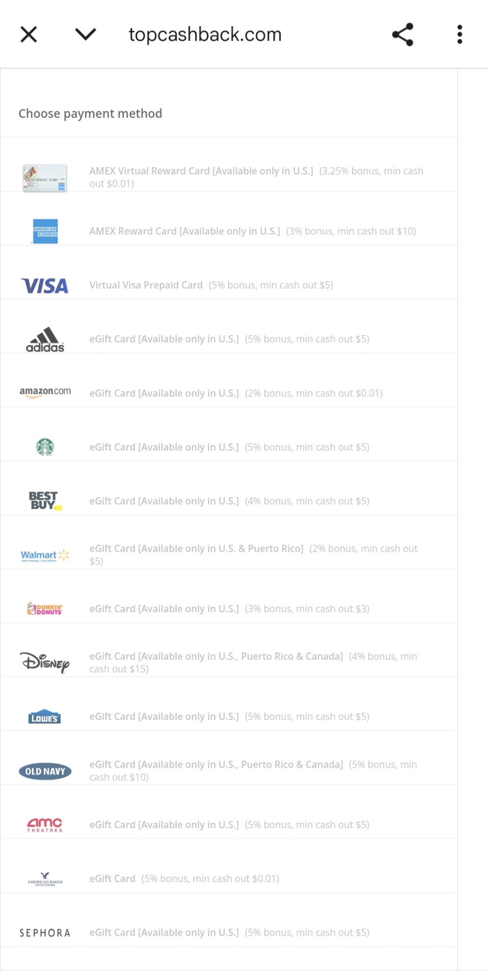 TopCashback Retailer Deals