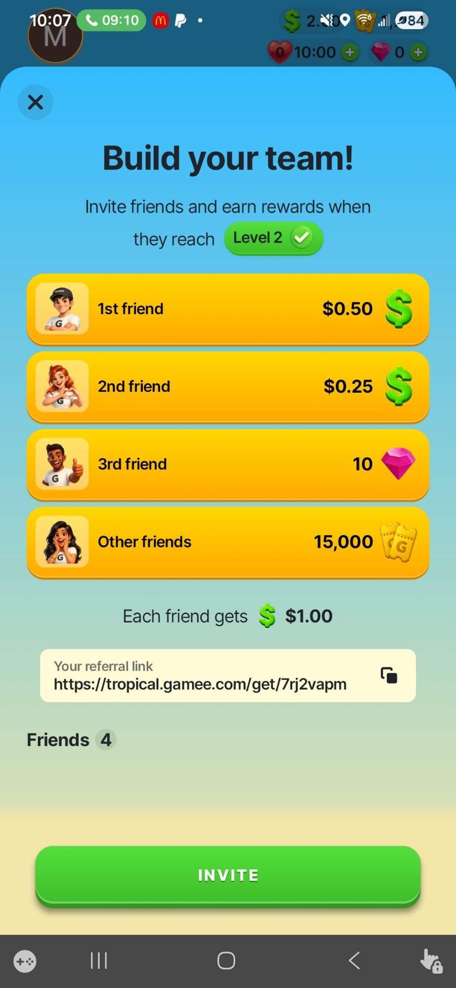 Tropical Crush Referral Codes, Links & Invite Bonuses 6 Withdrawal Dashboard