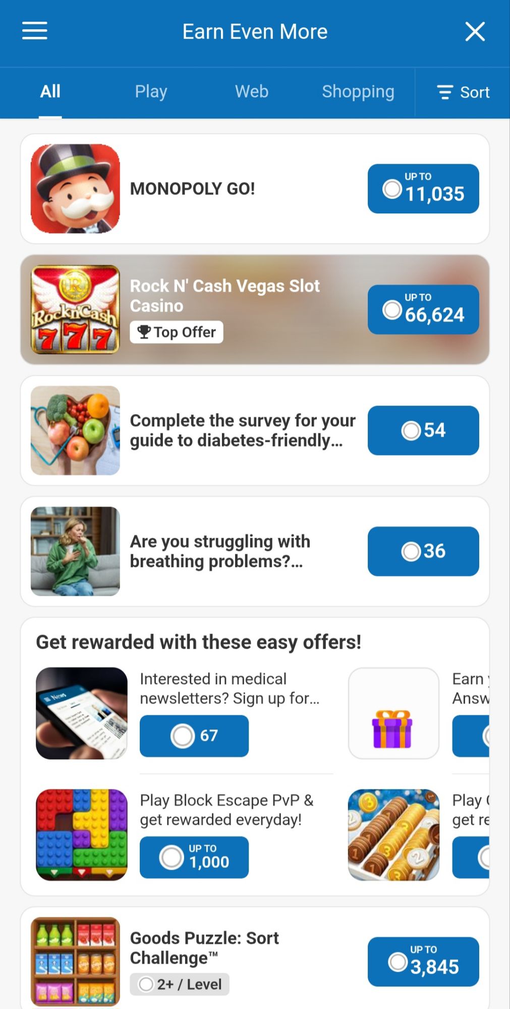ySense Rewards Profile