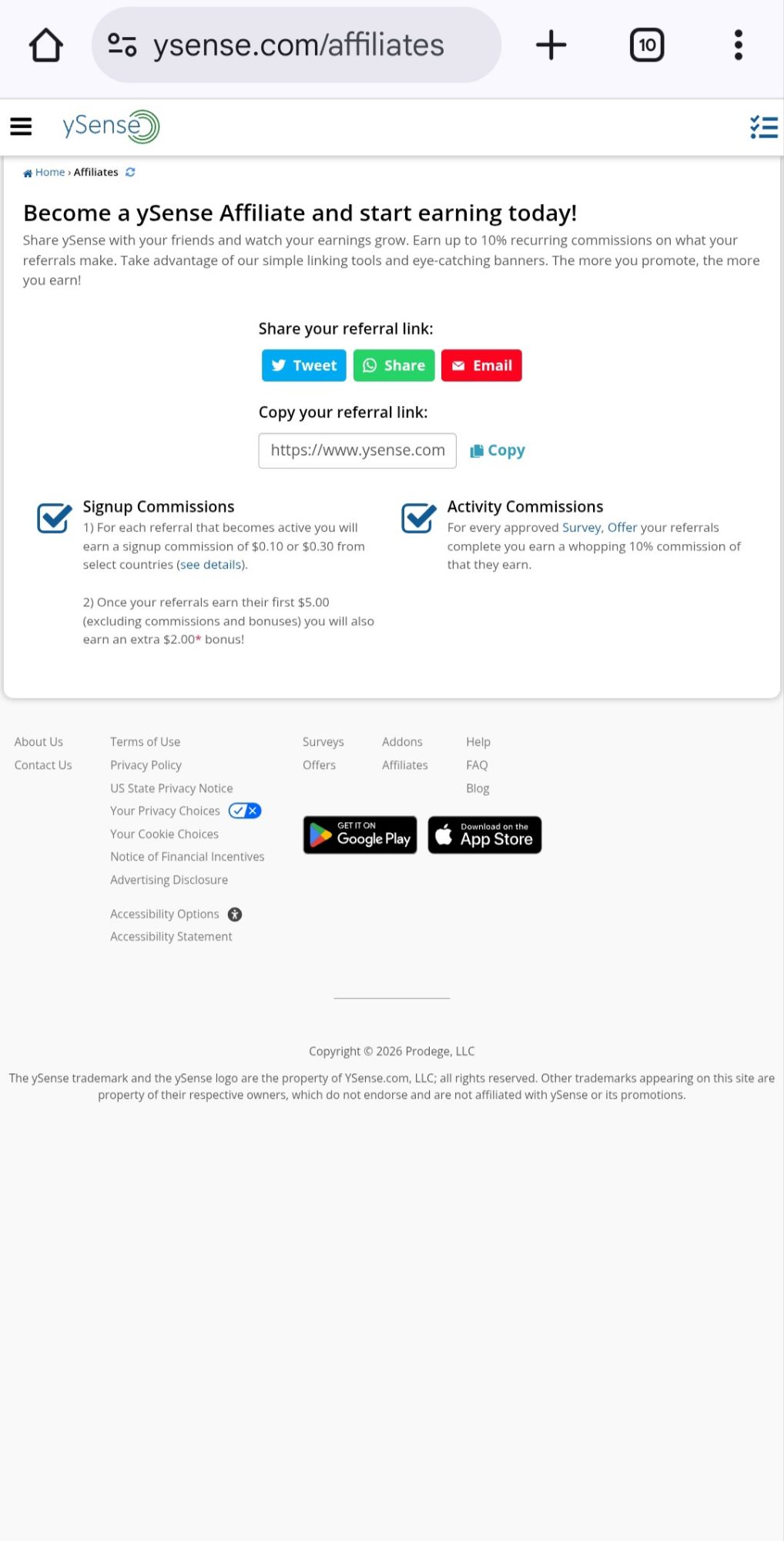 ySense Wallet and Payouts