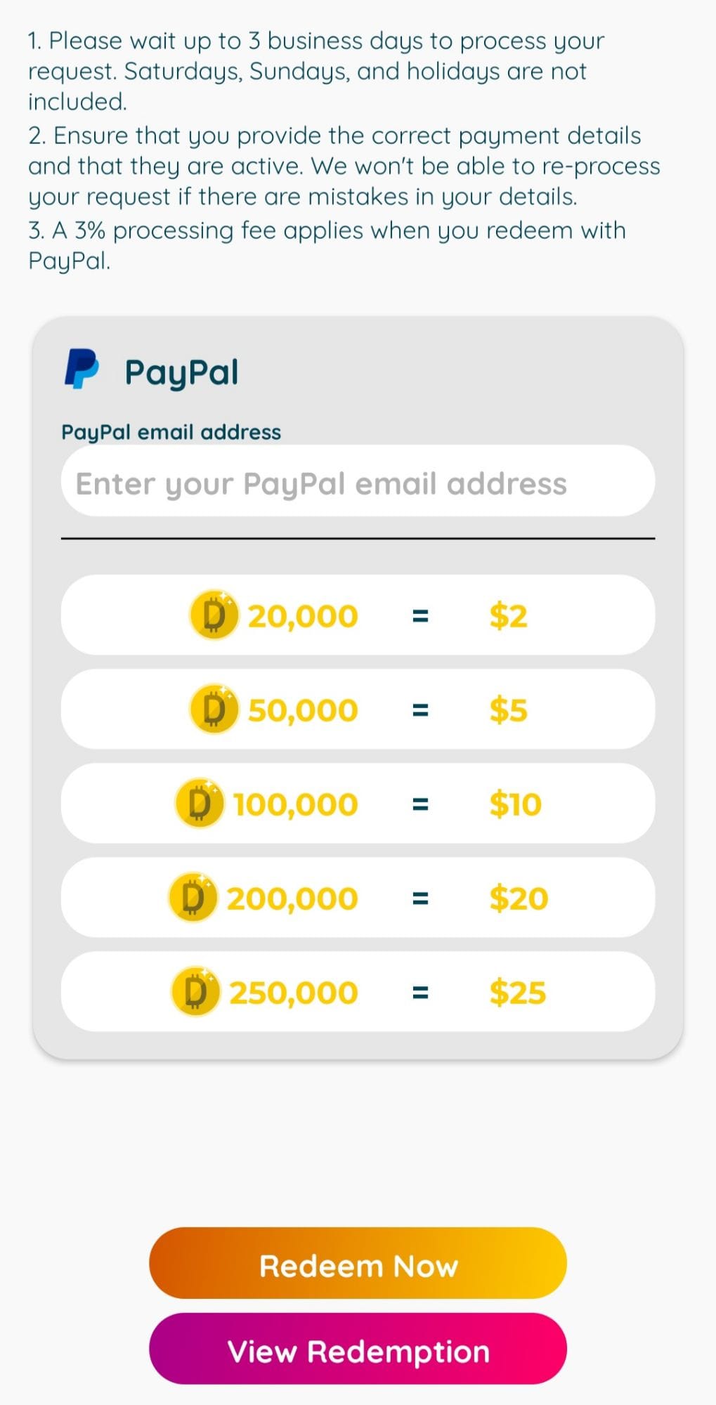 DigiWards Withdrawal Options
