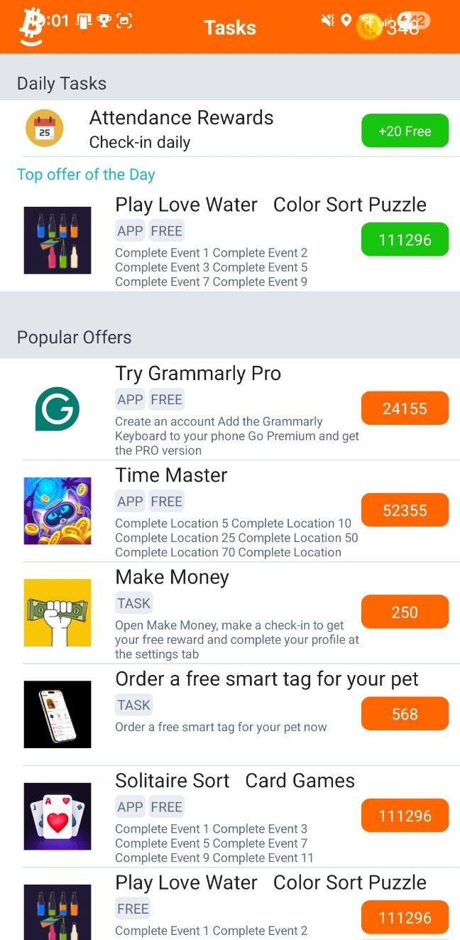Earn Bitcoin App Interface