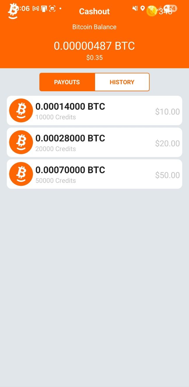 Earn Bitcoin Redemption Screen