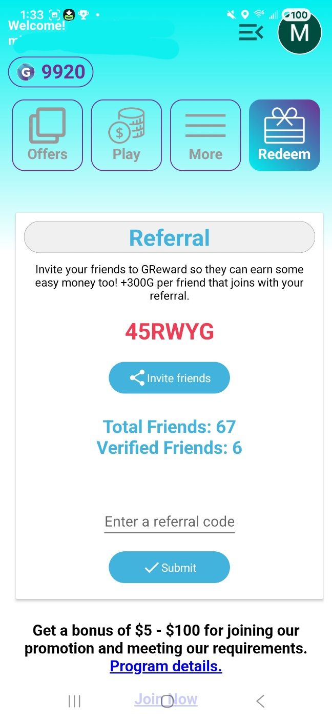 GReward Referral Program