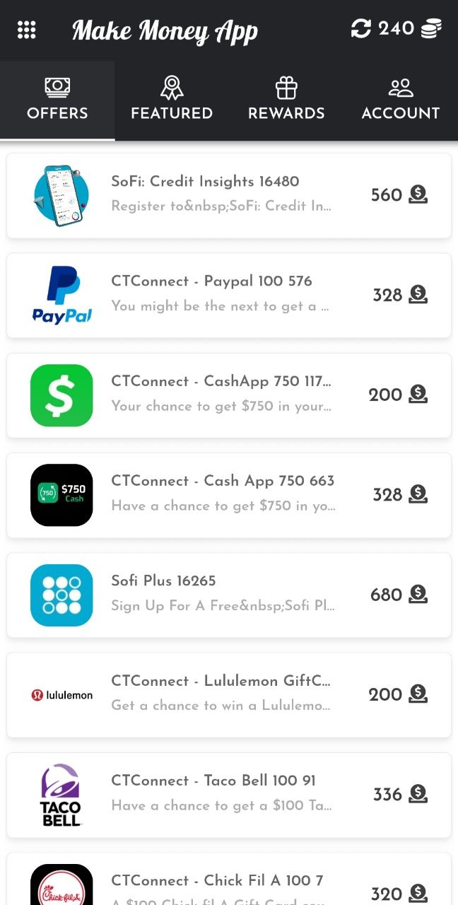 Free Money App Task List